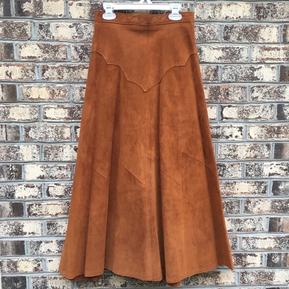 Vintage Dresses & Skirts - Vintage Phoenix USA Frontier Western Suede Skirt